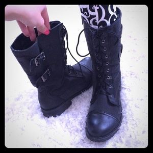 Black combat boots