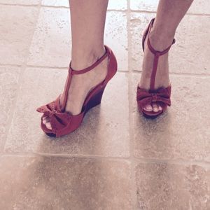 Seychelles burnt orange suede wedges