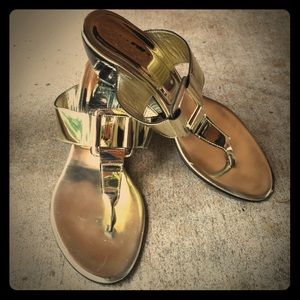 Gold sandal wedges