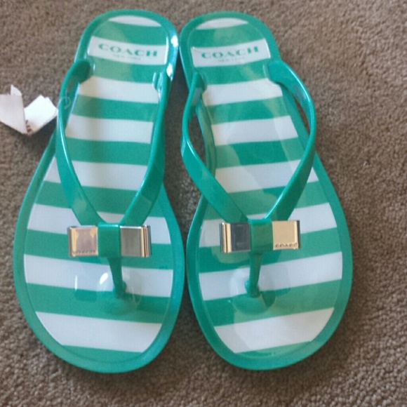 Size 7 Green & Coach flip flops tags attached