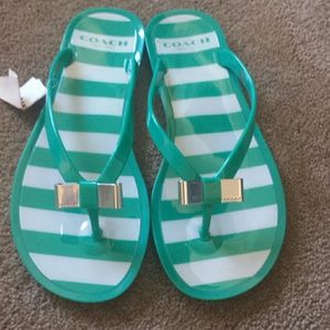 Size 7 Green & Coach flip flops tags attached
