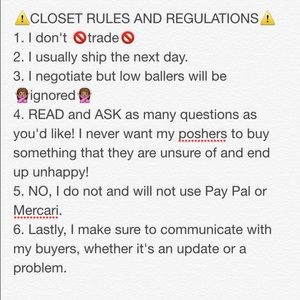 Closet rules and regulations
