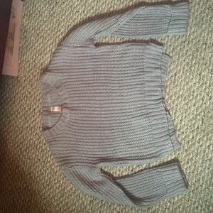 Gray/lilac cable knit sweater