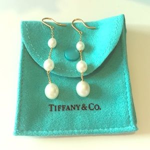 Authentic Tiffany Elsa Peretti Pearl Drop Earrings