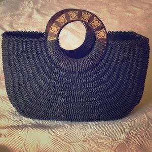 Coldwater Creek Black Straw Satchel