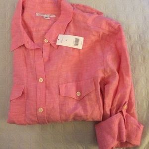 NWT Banana Republic pink linen button shirt