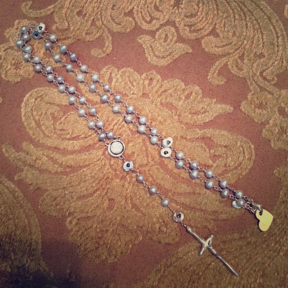 Waxing poetic silver Rosary necklace