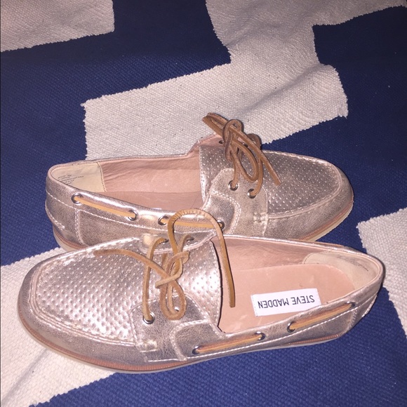 Steve Madden gold loafers