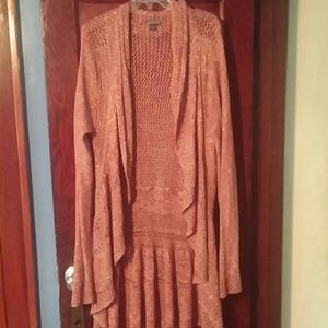 Red with gold running through sweater