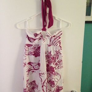 White tanktop with pink flowers