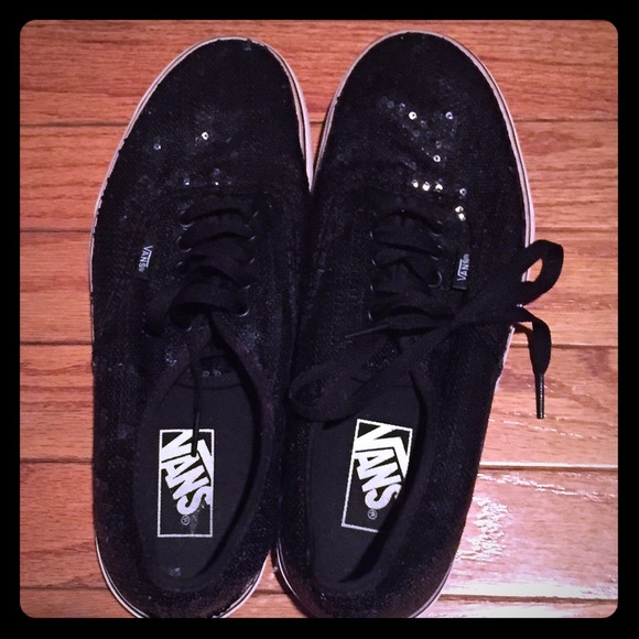 Black Sequin Vans Size 10
