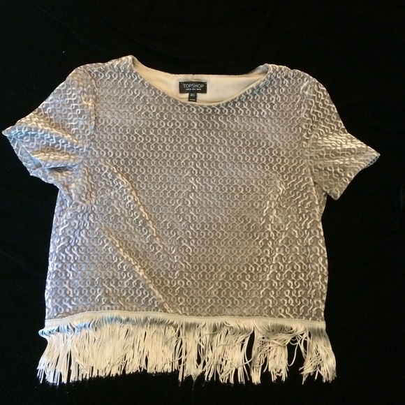 Topshop velour fringe crop top