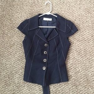 Navy blue Tahari jacket short sleeves
