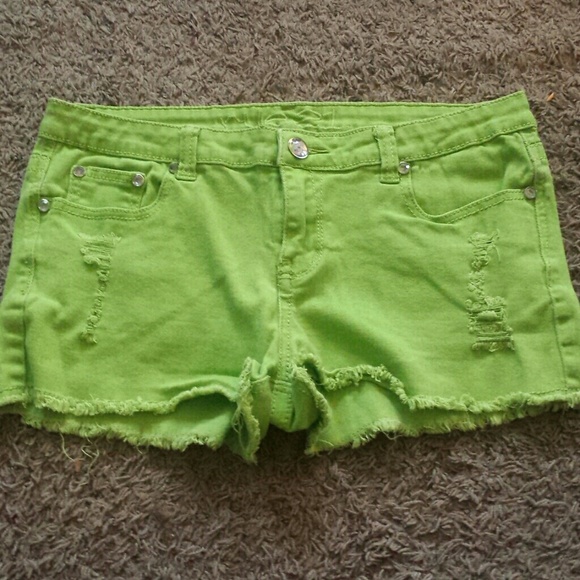 Lime Green Denim Shorts