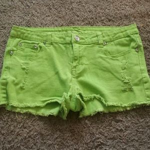 Lime Green Denim Shorts
