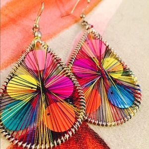 Thread and sequin multi color earrings