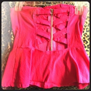 Pink strapless shirt