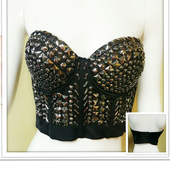 Sexy metalic stone corset top