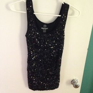Black sequence tanktop
