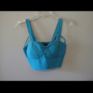 teal strappy crop top
