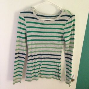 Green Striped long sleeved shirt