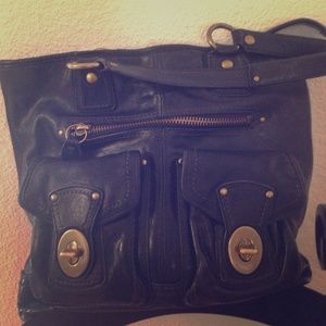 Black All Leather Coach Tote