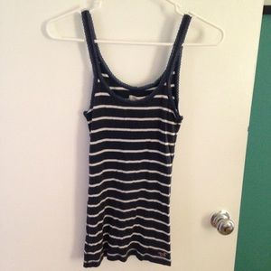 Navy blue and white striped tanktop