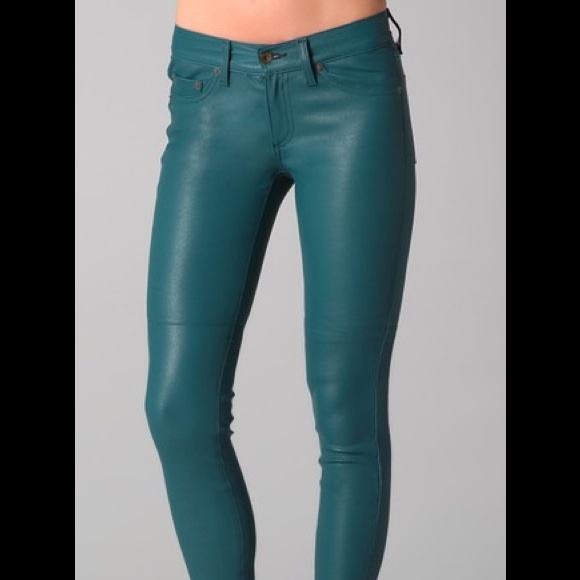 Rag & Bone Skinny Leather Jeans✨Teal ✨HP✨