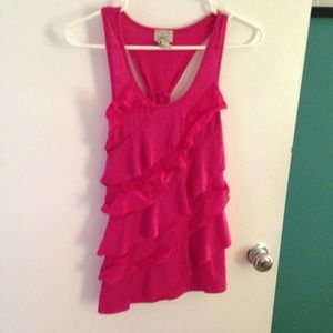 Pink ruffle tanktop