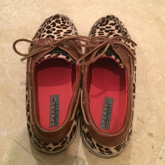 Like- New Leopard Print Sperry Top-Siders - Picture 2 of 3