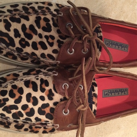 Like- New Leopard Print Sperry Top-Siders - Picture 3 of 3