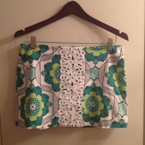 Tibi green floral print cotton skirt size 6
