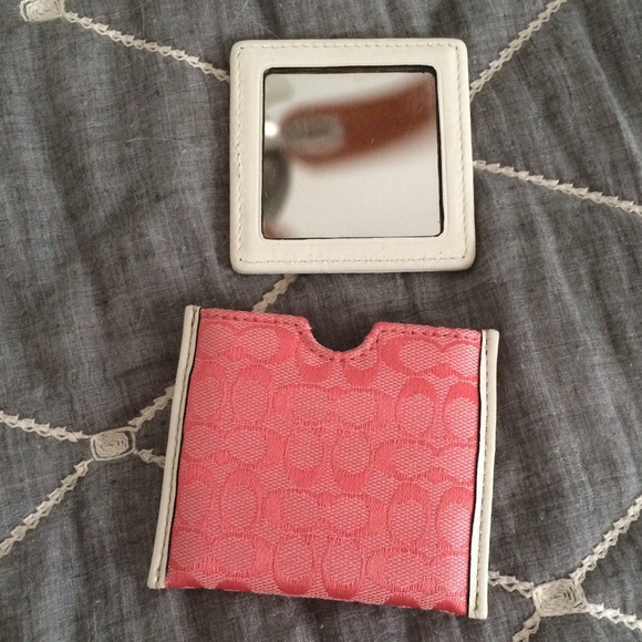 Coach pink travel mirror