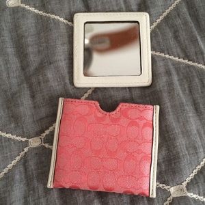 Coach pink travel mirror