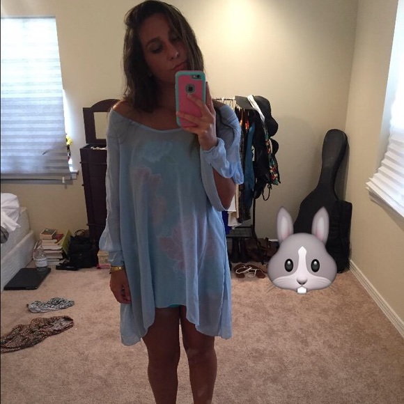 Light blue see through dress.