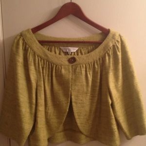 Trina Turk green textured bolero jacket size L