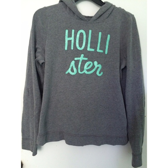 Mint Green and Gray Hollister Hoodie