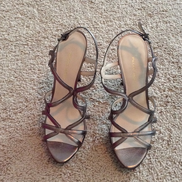 Metallic silver heels