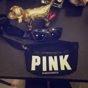 Pink Fanny Pack with Gold Holiday statue dog!
