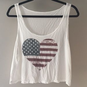 Brandy Melville American flag heart tank