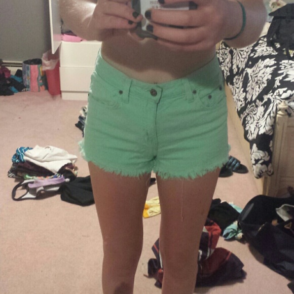 Lf carmar mint green high waisted jean shorts