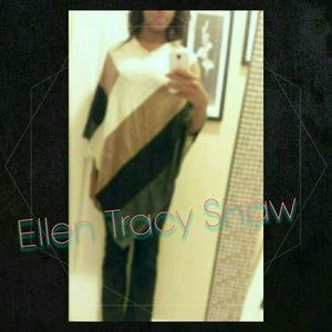 Ellen Tracy Neutral Colorblock Poncho