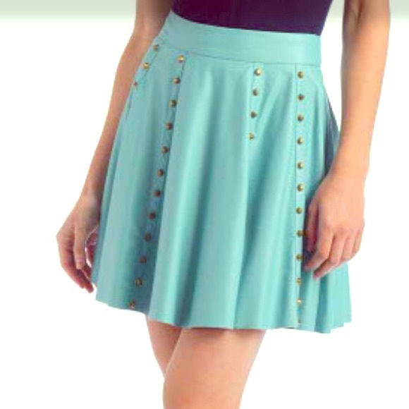 VEGAN LEATHER STUDDED SKIRT BY ARK AND CO