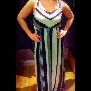 Black & Gray Stripped Maxi Dress