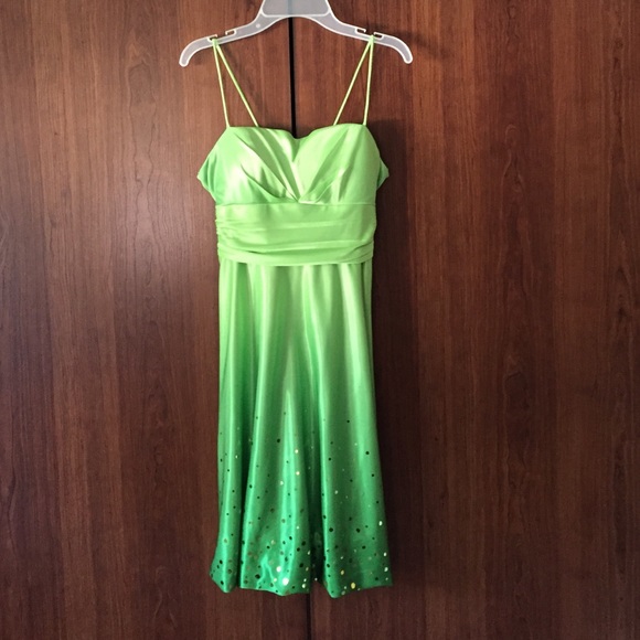 Juniors spaghetti strap green sequin dress