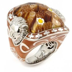 HOST PICK Murano Glass Rectangle Ring Lion Accents