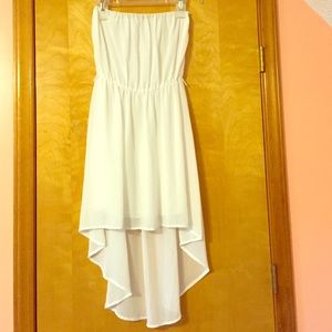 White High-low Strapless dress