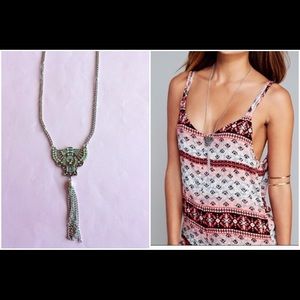 NWT long silver fringe tassel pendant necklace