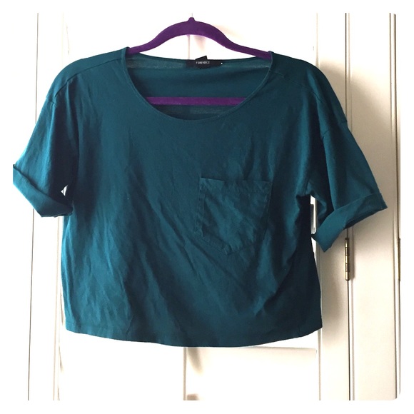 Teal cotton crop top