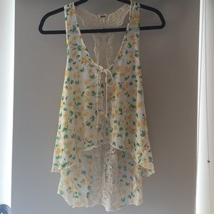 Free People floral and lace tank